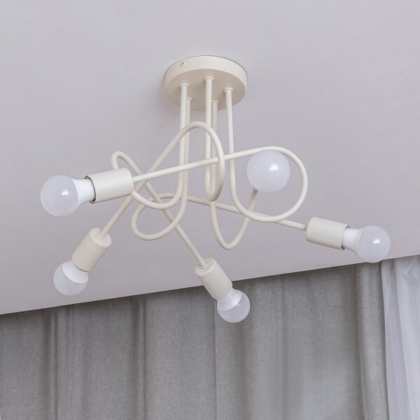 Плафониера OXFORD 5xE27/15W/230V кремава