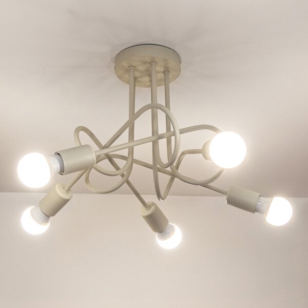 Плафониера OXFORD 5xE27/15W/230V кремава