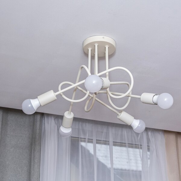 Плафониера OXFORD 5xE27/15W/230V кремава