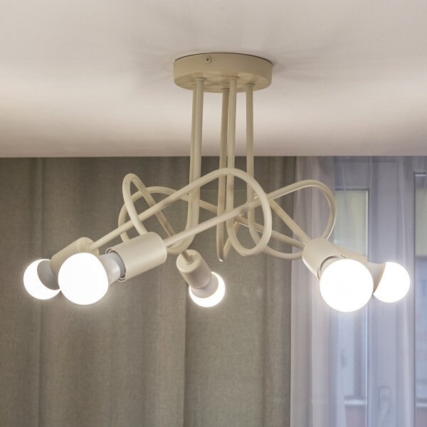 Плафониера OXFORD 5xE27/15W/230V кремава