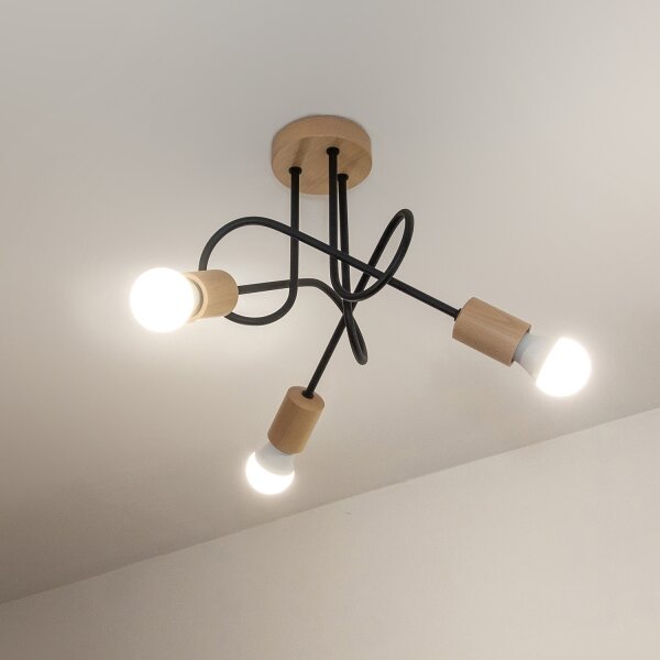 Плафон OXFORD 3xE27/15W/230V бор/черен