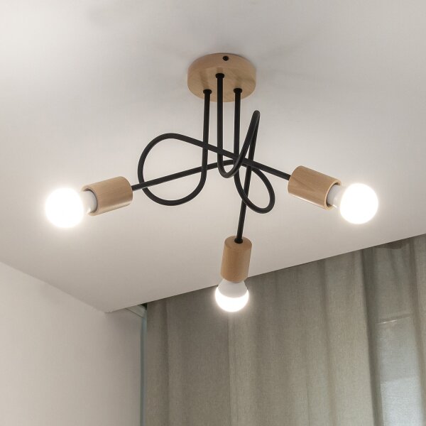 Плафон OXFORD 3xE27/15W/230V бор/черен