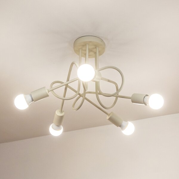 Плафониера OXFORD 5xE27/15W/230V кремава