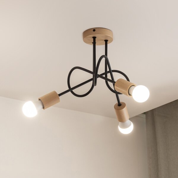 Плафон OXFORD 3xE27/15W/230V бор/черен