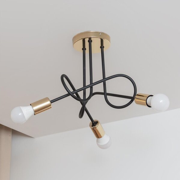 Прикрепен полилей OXFORD 3xE27/15W/230V златен/черен