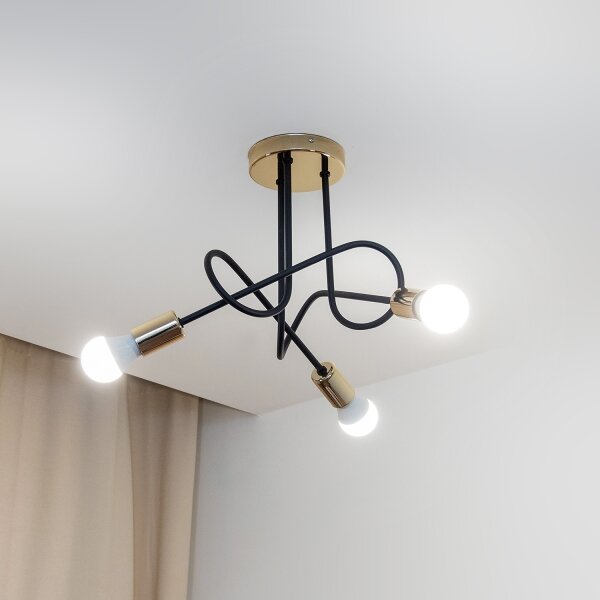 Прикрепен полилей OXFORD 3xE27/15W/230V златен/черен