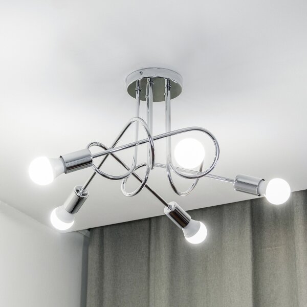 Плафонен полилей OXFORD 5xE27/15W/230V лъскав хром