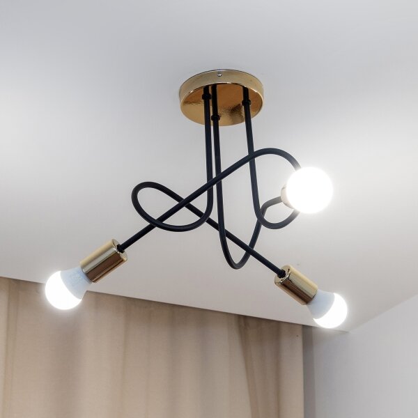 Прикрепен полилей OXFORD 3xE27/15W/230V златен/черен