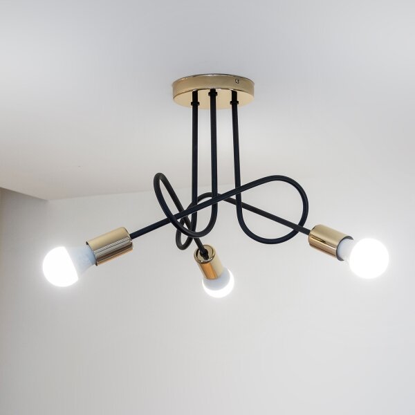 Прикрепен полилей OXFORD 3xE27/15W/230V златен/черен