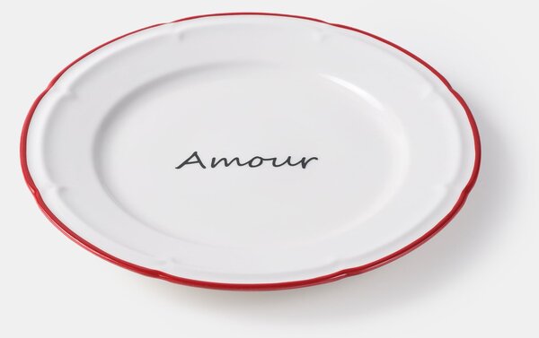 Sinsay - Керамична чиния с надпис Amour - бял