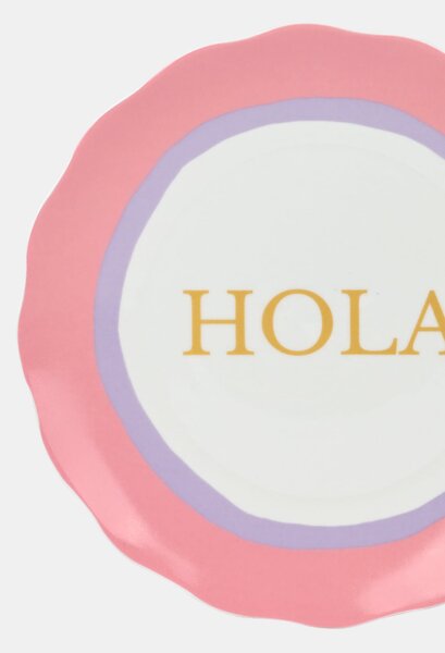 Sinsay - Керамична чиния с надпис Hola - розов