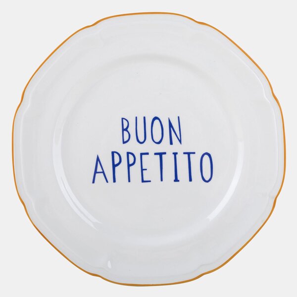 Sinsay - Керамична чиния с надпис Buon Appetito - жълт