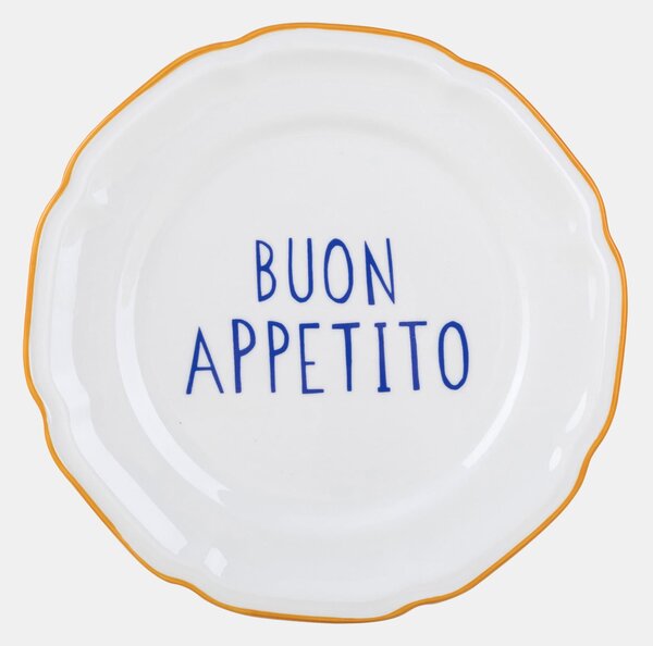 Sinsay - Керамична чиния с надпис Buon Appetito - жълт