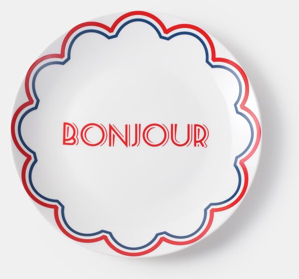 Sinsay - Керамична чиния с надпис Bonjour - многоцветен