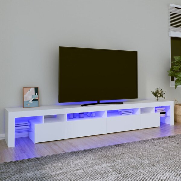 VidaXL ТВ шкаф с LED осветление, бял, 260x36,5x40 см