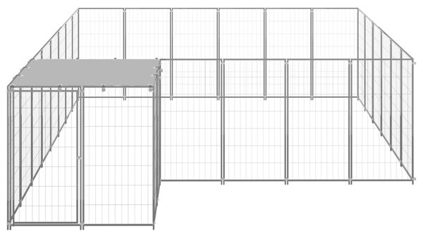 VidaXL Клетка за кучета, сребриста, 12,1 м², стомана