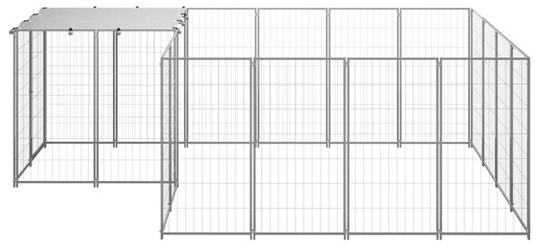 VidaXL Клетка за кучета, сребриста, 6,05 м², стомана