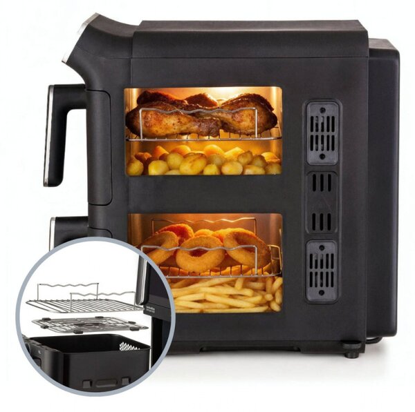 Фритюрник с горещ въздух Ariete 4640/00, 2460W, 11 л, 2 кошници, 6 програми, Сензорен дисплей, Черен