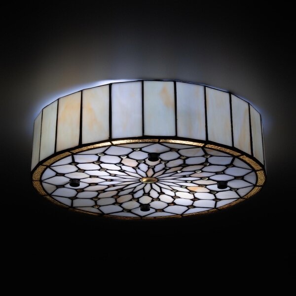 Brilagi - Tiffany витражно таванно осветително тяло, цвят слонова кост, 3xE27/60W/230V, Ø 40 см