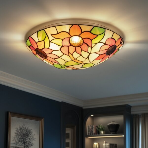 Brilagi - Tiffany витражно таванно осветително тяло SUNFLOWER 2xE27/60W/230V Ø 40 см