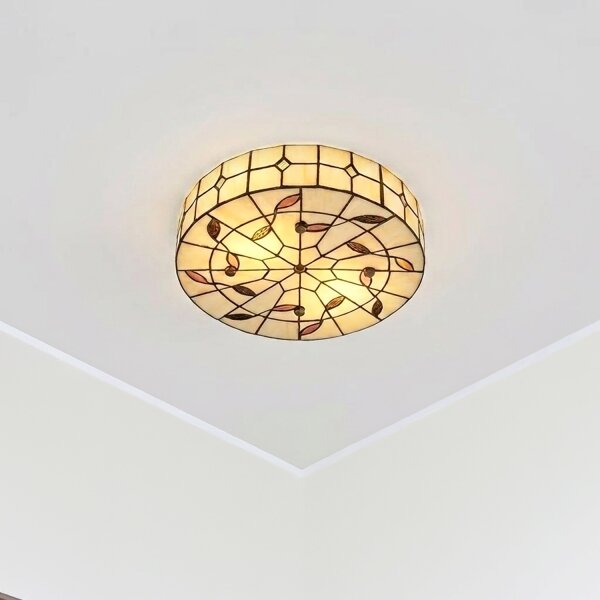 Brilagi - Елегантен плафон в стил Тифани FOLIA с витраж, 3xE27/60W/230V, диаметър 40 см