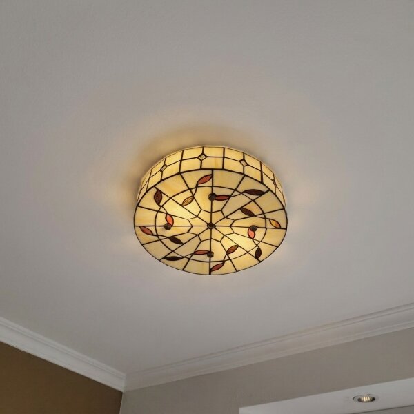 Brilagi - Елегантен плафон в стил Тифани FOLIA с витраж, 3xE27/60W/230V, диаметър 40 см