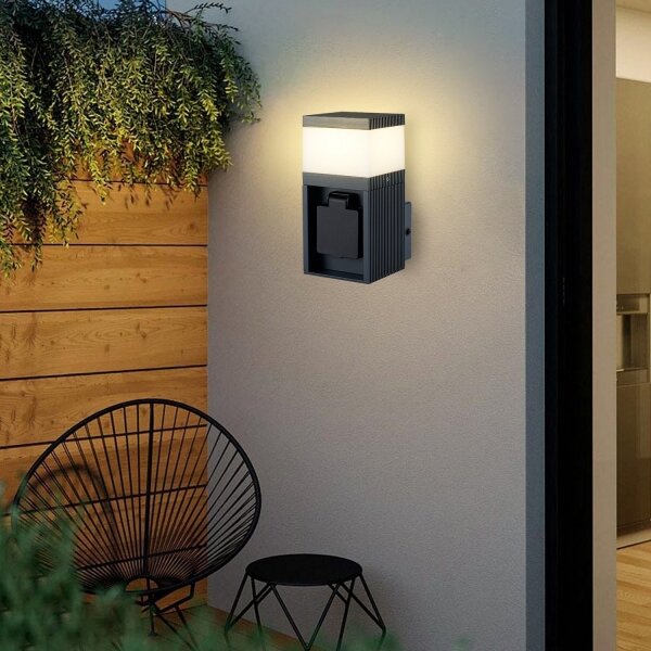 Brilagi - Външна лампа PILLAR със SCHUKO контакт 1xG9/11W/230V IP44 антрацит