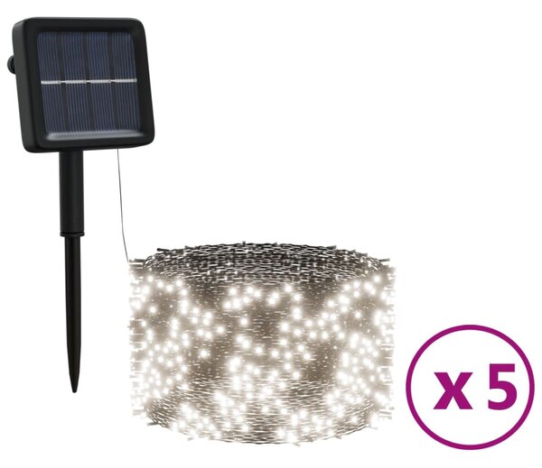 VidaXL Соларни лампички 5 бр 5х200 LED студено бяло за закрито/открито