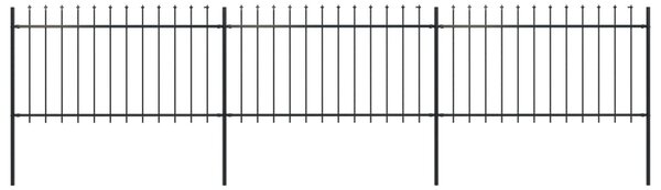 VidaXL Градинска ограда с пики, стомана, 5,1x1 м, черна