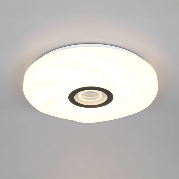 Reality Leuchten LED плафон Sano, бял, Ø 39 cm, CCT, дистанционно управление, Затъмняване, Бял, Дневна/трапезария, Пластмаса, Модерен