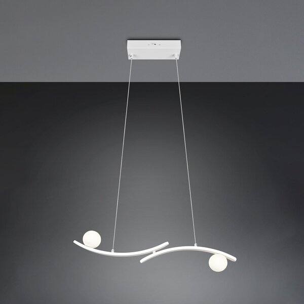 Trio Lighting LED висяща лампа Napoli, бяла матова, дължина 82 cm, метал, CCT, Затъмняване, Бял, Дневна/трапезария, Метал, Модерен