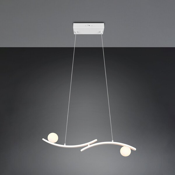Trio Lighting LED висяща лампа Napoli, бяла матова, дължина 82 cm, метал, CCT, Затъмняване, Бял, Дневна/трапезария, Метал, Модерен
