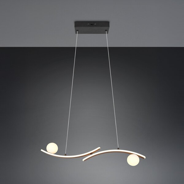 Trio Lighting LED висяща лампа Napoli, матово черна, дължина 82 cm, метал, Затъмняване, Черен, Дневна/трапезария, Метал, Модерен