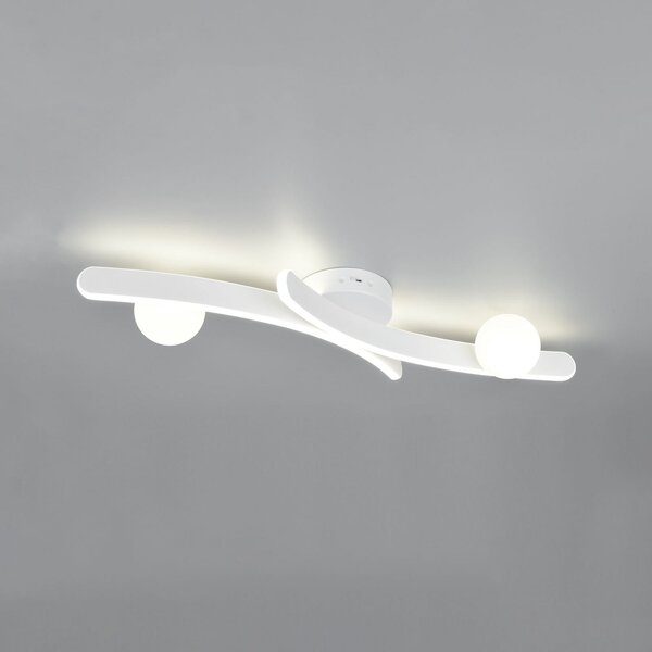 Trio Lighting LED плафон Napoli, бял мат, дължина 70 cm, метал CCT, Затъмняване, Бял, Дневна/трапезария, Метал, Модерен