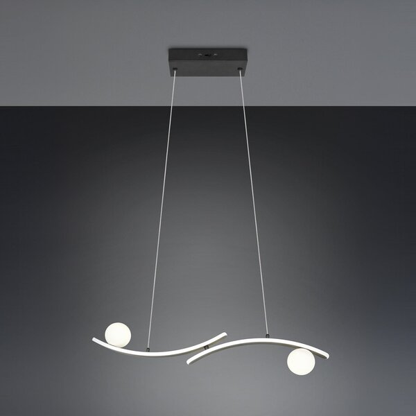 Trio Lighting LED висяща лампа Napoli, матово черна, дължина 82 cm, метал, Затъмняване, Черен, Дневна/трапезария, Метал, Модерен