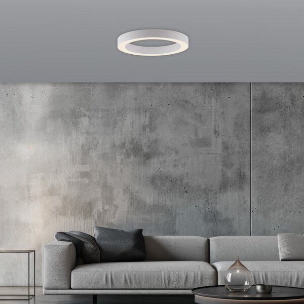 PURE LED плафон Lines, Ø 35 cm, бял, CCT, Затъмняване, Бял, Дневна/трапезария, Метал, Модерен