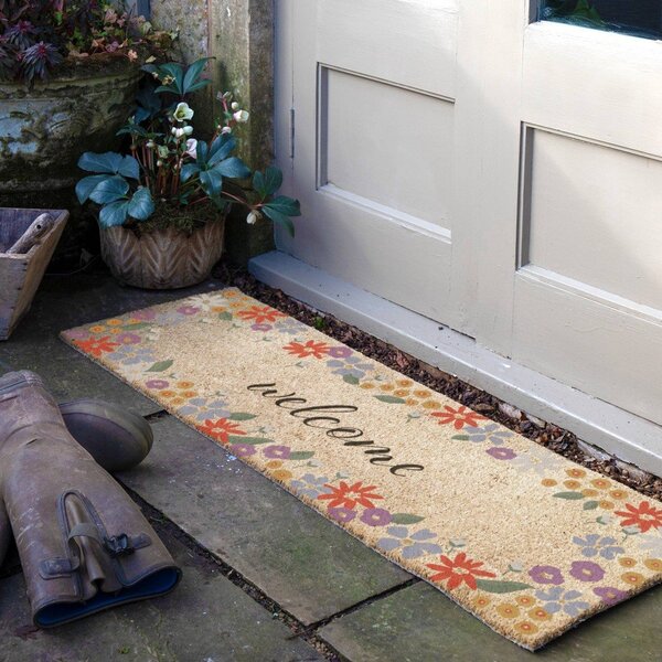 Изтривалка от кокосови влакна 40x120 cm Welcome Floral – Artsy Doormats