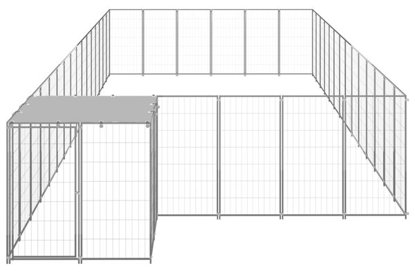 VidaXL Клетка за кучета, сребриста, 26,62 м², стомана