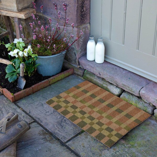 Изтривалка от кокосови влакна 40x60 cm Pink and Blue Check – Artsy Doormats