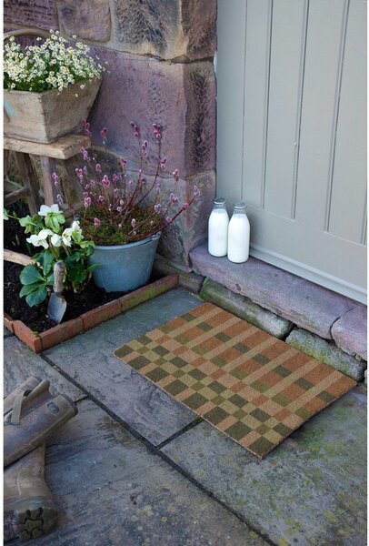 Изтривалка от кокосови влакна 40x60 cm Pink and Blue Check – Artsy Doormats
