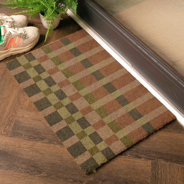 Изтривалка от кокосови влакна 40x60 cm Pink and Blue Check – Artsy Doormats