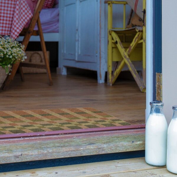 Изтривалка от кокосови влакна 40x60 cm Pink and Blue Check – Artsy Doormats