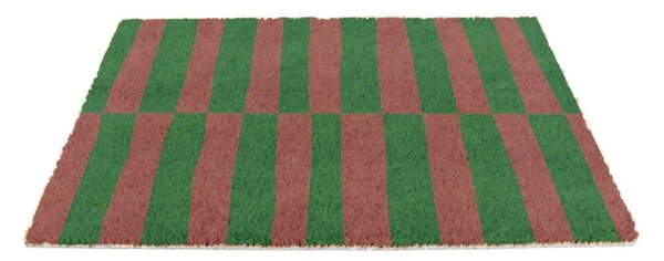 Изтривалка от кокосови влакна 40x60 cm Pink & Green Half Stripes – Artsy Doormats