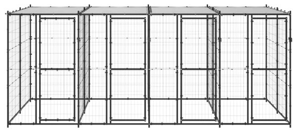 VidaXL Външна стоманена клетка за кучета с покрив 9,68 m²