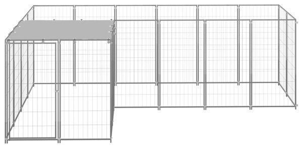 VidaXL Клетка за кучета, сребриста, 4,84 м², стомана