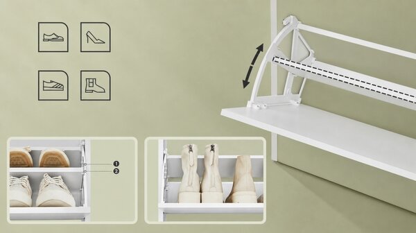 Pantofar White Vasagle 60x24x139 cm