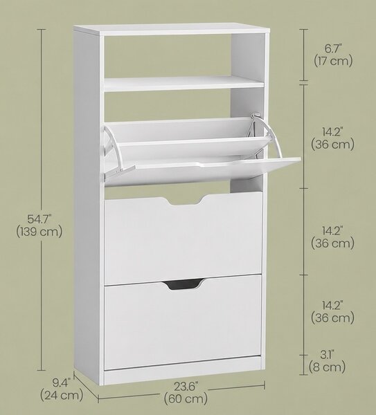 Pantofar White Vasagle 60x24x139 cm