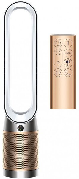 Пречиствател на въздух 3в1 Dyson Cool Formaldehyde™ TP09, Отоплител, Охладител, 40W, До 40 м2, 10 скорости, Осцилация, HEPA, Wi-Fi, LCD, Гласово управление, Бял/златист