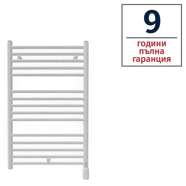 Eлектрическа алуминиева лира за баня с флуид TEDAN EVA 600W, цвят бял