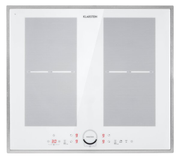 Klarstein Delicatessa 60 Prime, индукционен плот, 4 зони, 7000 W, таймер, бял
